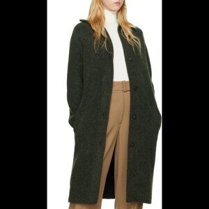 Vince Green Spread Collar Wool Alpaca Sweater Cardigan Jacket